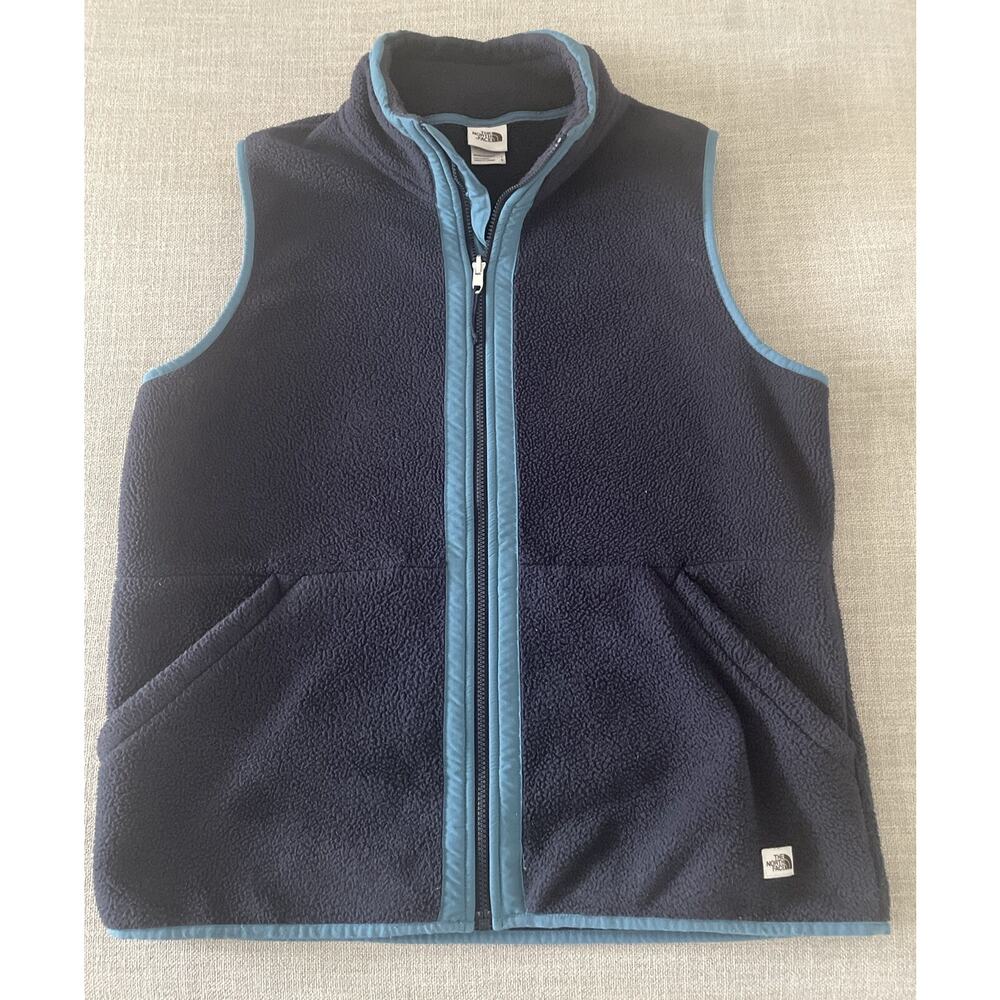 THE NORTH FACE Jacket Mens Large Blue Vest Fleece Full Zip Outdoor